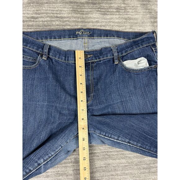 Old Navy Jeans Womens 16 Blue Denim Cotton Stretch Dark Wash‎ Button Diva - Picture 6 of 13